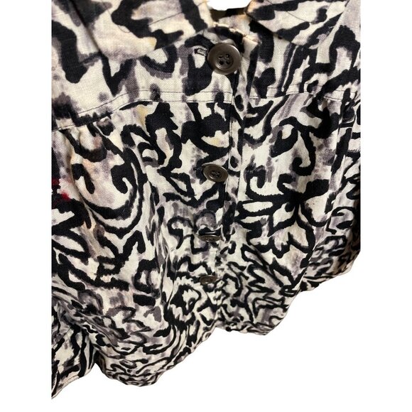 Charter Club Black White Gray Button Down Cropped Swing Linen Jacket Sz XL - Picture 4 of 10